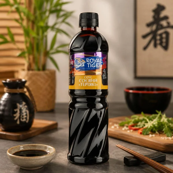 Соєвий Соус Royal Tiger Teriyaki Ройал Тигр Теріякі солодко-пряний для Суші Ролів Маринадів мяса та Страв Азійської Кухні 1000мл - 1
