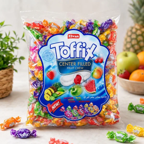 Цукерки жувальні Фруктове Асорті Toffix Center Filled Fruit Chew Mix Елван Тофікс в обгортках Пакет 1000г - 4