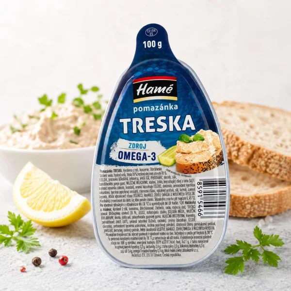 Паштет рибний Тріска Hame Treska Pomazanka Omega-3 Хаме тостова помазанка Омега3 Лодочка 100г - 2
