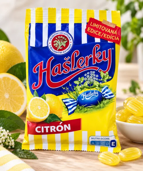 Цукерки льодяники Hašlerky Citrón Lemon Limitovaná Edice Хашлерки смоктальні Лимон трави ментол 90г - 1