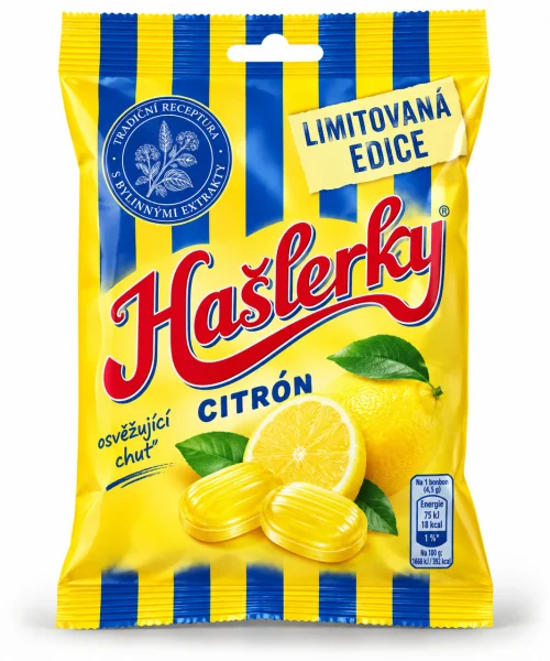 Цукерки льодяники Hašlerky Citrón Lemon Limitovaná Edice Хашлерки смоктальні Лимон трави ментол 90г - 3