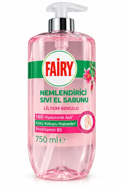 Мило-крем рідке для рук зволожуюче Fairy Lilyum Kokulu Sıvı El Sabunu Hyaluronic Acid Provitamin B5 Фейрі Лілія з дозатором 750 мл - 1