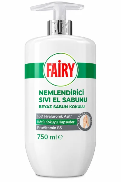 Мило-крем рідке для рук зволожуюче Fairy Beyaz Kokulu Sıvı El Sabunu Hyaluronic Acid Provitamin B5 Фейрі Біле мило дозатором 750мл - 1