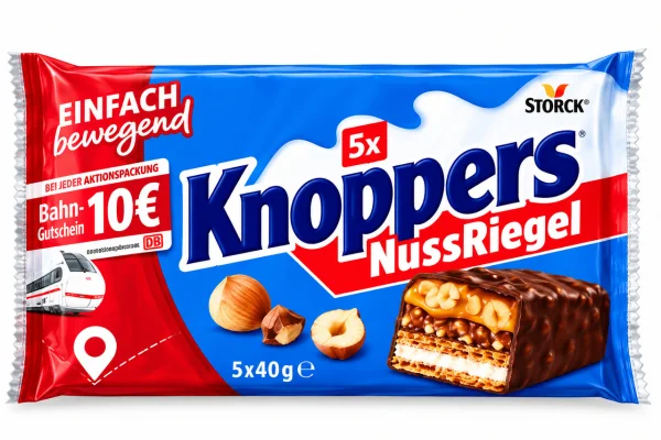 Набір вафельних Батончиків Knoppers NussRiegel 5x Кнопперс Нусс Рігель з горіховою начинкою в шоколаді 5шт Спайка 200г - 3