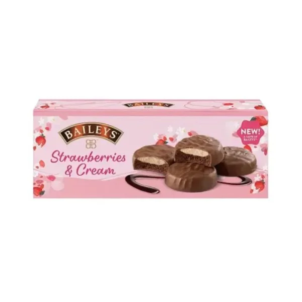 Печиво в молочному шоколаді Baileys Strawberries & Cream Бейліс Полуниця з вершковим кремом Коробка 128г - 2