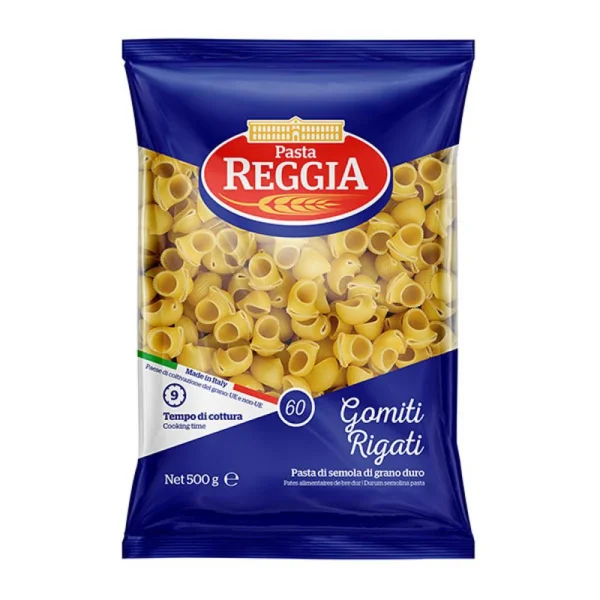 Макарони Гоміті Рігаті Pasta Reggia №60 Gomiti Rigati Паста Реджіа Ріжки рифлені з твердих сортів пшениці Пакет 500г - 2