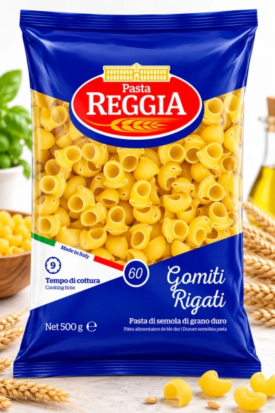 Макарони Гоміті Рігаті Pasta Reggia №60 Gomiti Rigati Паста Реджіа Ріжки рифлені з твердих сортів пшениці Пакет 500г - 1