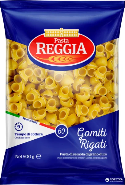 Макарони Гоміті Рігаті Pasta Reggia №60 Gomiti Rigati Паста Реджіа Ріжки рифлені з твердих сортів пшениці Пакет 500г - 3