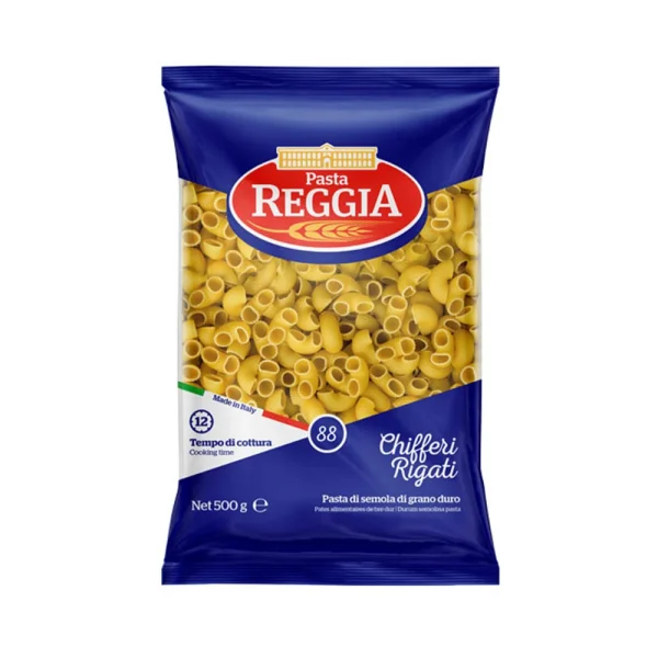 Макарони Кіффері Рігаті Pasta Reggia №88 Chifferi Rigati Паста Реджіа Ріжки рифлені з твердих сортів пшениці Пакет 500г - 3