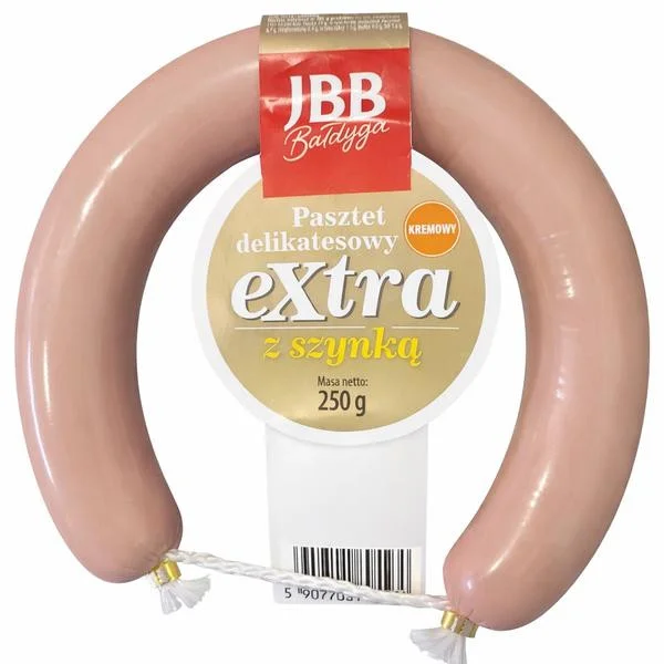 Паштет Делікатесний Екстра з шинкою JBB Bałdyga Pasztet delikatesowy Extra z szynką Kremowy Джбб Балдига Кремовий Кільце 250г - 3