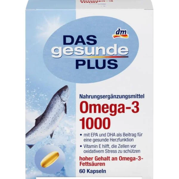 Капсули з риб'ячим жиром DAS gesunde PLUS Omega-3 1000 з вітаміном E 60шт - 1
