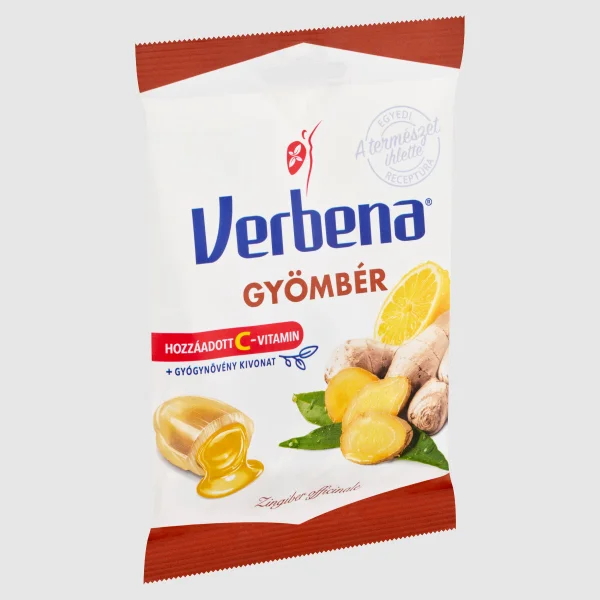 Цукерки льодяники Імбир Лимон Verbena Gyömbér Ginger Вербена з імбиром медом та вітаміном C Пакет 60г - 2