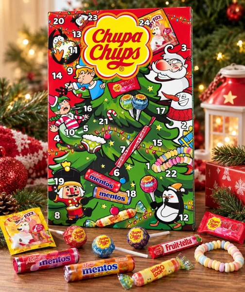 Адвент-календар Новорічний Chupa Chups Christmas Advent Calendar Чупа Чупс з цукерками льодяниками та жувальними солодощами 24 сюр - 3
