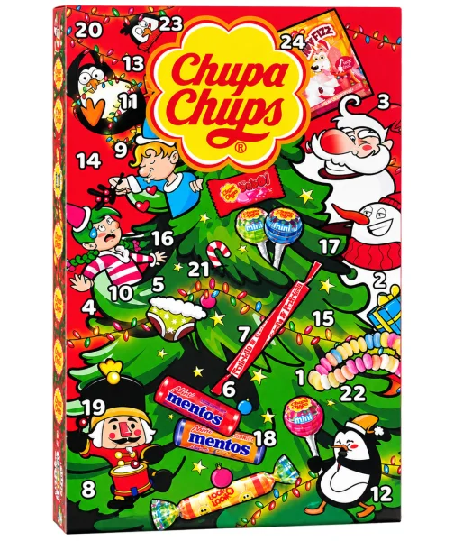 Адвент-календар Новорічний Chupa Chups Christmas Advent Calendar Чупа Чупс з цукерками льодяниками та жувальними солодощами 24 сюр - 2