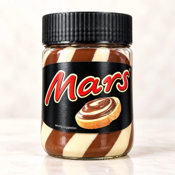 Паста шоколадно-карамельна полосата Mars Марс Двоколірна паста з ніжним молочним кремом для тостів млинців і десертів 350г - 1