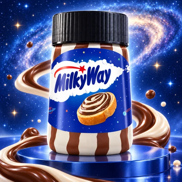 Паста шоколадно-молочна полосата Milky Way Мілкі Вей Двоколірна спред з ніжним молочним кремом для тостів млинців і десертів 350г - 3