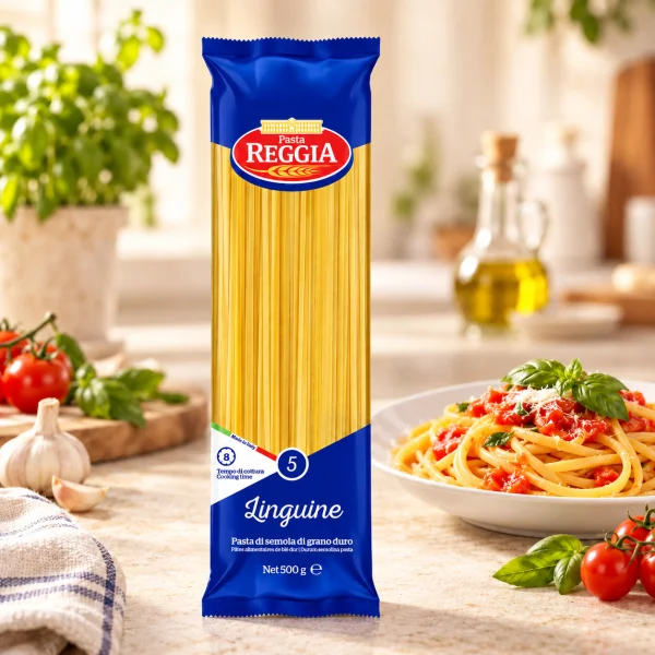 Макарони Лінгвіні Pasta Reggia №5 Linguine Паста Реджія Італійські Плоскі Спагетті з твердих сортів пшениці Пакет 500г - 1