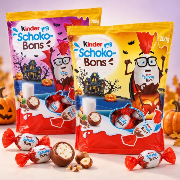 Цукерки шоколадні Kinder Schoko-Bons Кіндер Шоко Бонс Halloween Хелловін з молочною начинкою та хрустким фундуком Пакет 200г - 2