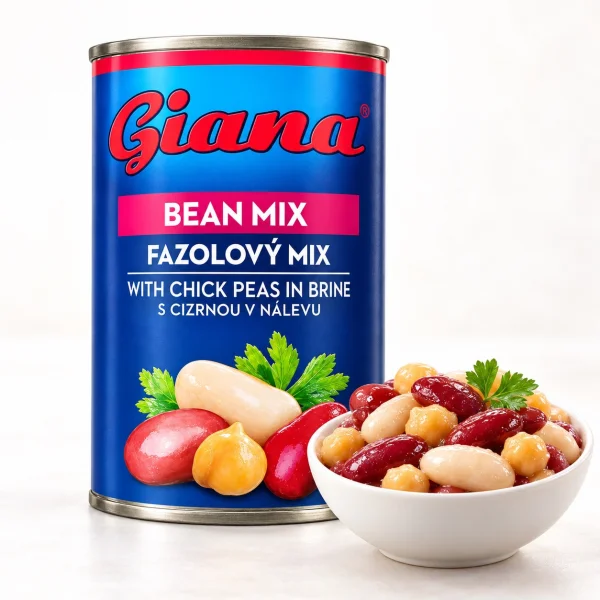 Квасоля консервована Суміш Giana Bean Mix Джіана Мікс Червоної Білої квасолі та Нута у розсолі для салатів супів та гарнірів 400г - 2