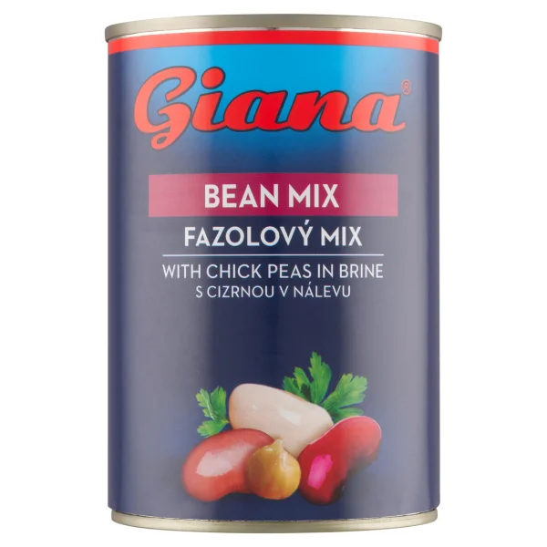 Квасоля консервована Суміш Giana Bean Mix Джіана Мікс Червоної Білої квасолі та Нута у розсолі для салатів супів та гарнірів 400г - 3