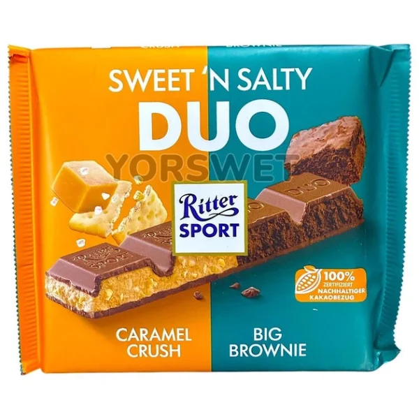Шоколад Молочний квадратний Ritter Sport Sweet’n Salty Duo Ріттер Спорт Дуо Солона Карамель та Печиво Брауні Два Смаки Плитка 218г - 2
