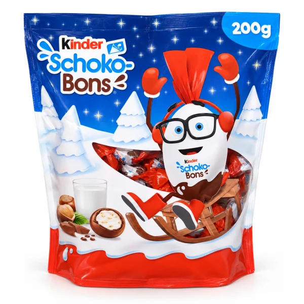 Цукерки шоколадні Яйця Kinder Schoko-Bons Blue Кіндер Шоко Бонс Halloween Хелловін Шарики з молочною начинкою та Фундук Пакет 200г - 3