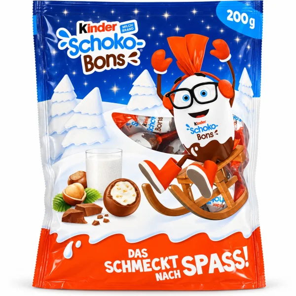 Цукерки шоколадні Яйця Kinder Schoko-Bons Blue Кіндер Шоко Бонс Halloween Хелловін Шарики з молочною начинкою та Фундук Пакет 200г - 4