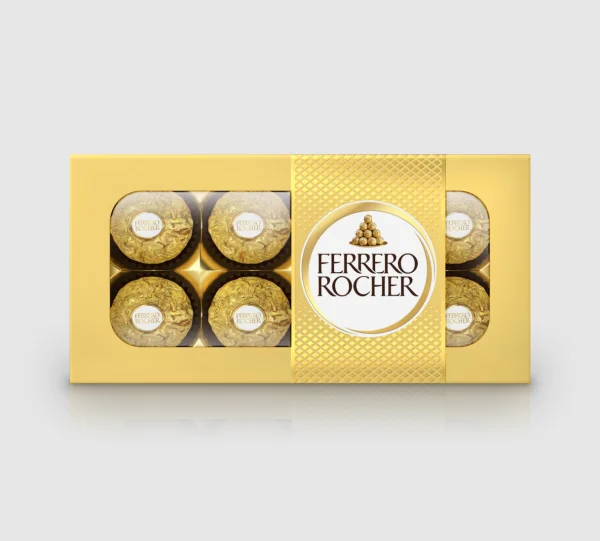 Цукерки Шоколадні Золотиста Коробка Ferrero Rocher Ферреро Роше Молочний Шоколад Цілий Фундук Хрустка Вафля Подарункова 8шт 100г - 3