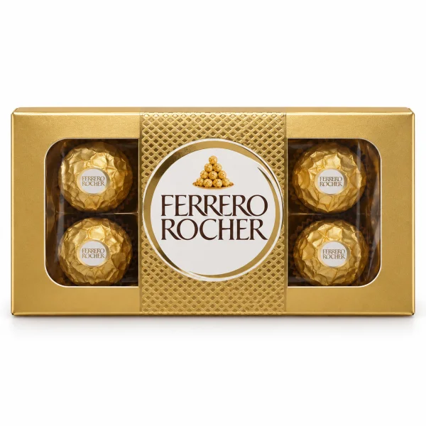 Цукерки Шоколадні Золотиста Коробка Ferrero Rocher Ферреро Роше Молочний Шоколад Цілий Фундук Хрустка Вафля Подарункова 8шт 100г - 2