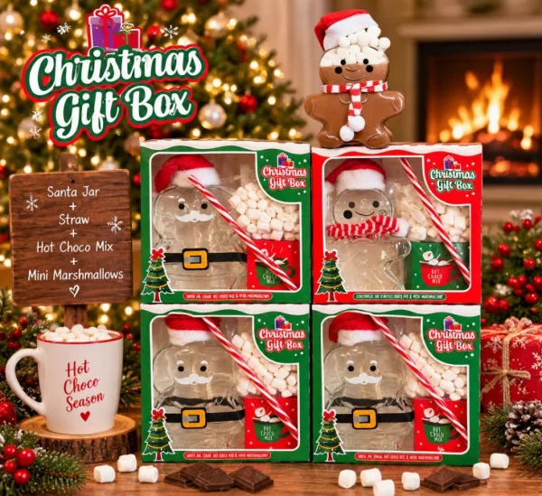 Набір Новорічний Подарунок Becky’s Christmas Gift Box RED Бекіс Гарячий Шоколад склянка Пряниковий Чоловічок та Маршмелоу 3шт - 4