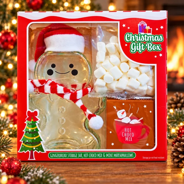 Набір Новорічний Подарунок Becky’s Christmas Gift Box RED Бекіс Гарячий Шоколад склянка Пряниковий Чоловічок та Маршмелоу 3шт - 3