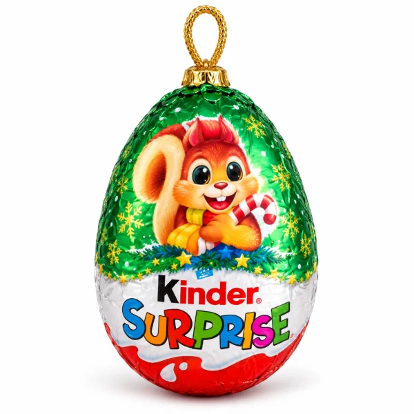 Шоколадне Яйце з Іграшкою Kinder Surprise Christmas Squirrel Кіндер Сюрприз Білочка Новорічне Молочний Шоколад Крем Шар 1шт 20г - 2