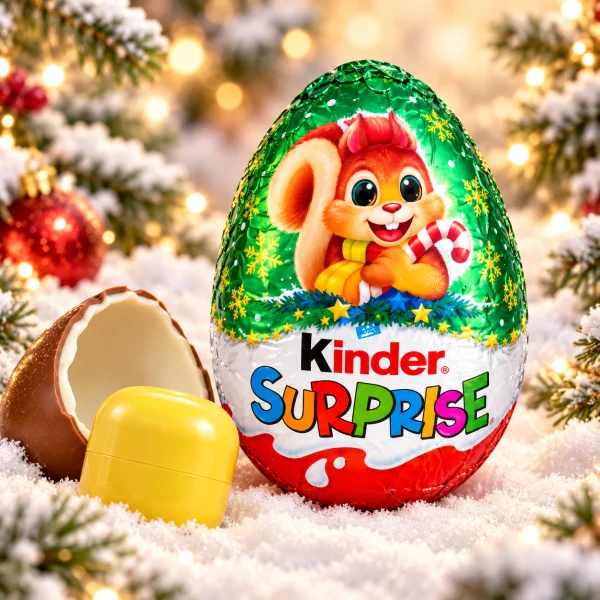 Шоколадне Яйце з Іграшкою Kinder Surprise Christmas Squirrel Кіндер Сюрприз Білочка Новорічне Молочний Шоколад Крем Шар 1шт 20г - 1