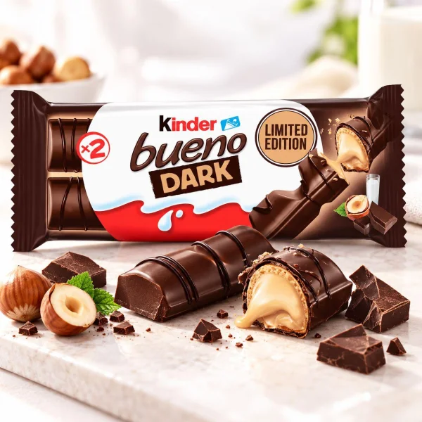 Набір Шоколадно-вафельні батончики Kinder Bueno Dark Limited Edition Кіндер Буено чорний шоколад з горіховим кремом 2шт 43г - 3