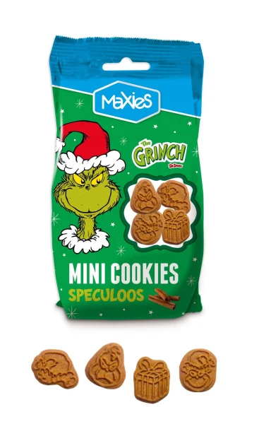 Печиво Фігурне Новорічне Maxies The Grinch Mini Cookies Speculoos Максіс Грінч Міні Спекулос Хрустке з Корицею 100г - 3