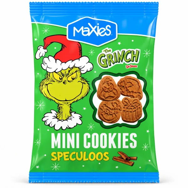 Печиво Фігурне Новорічне Maxies The Grinch Mini Cookies Speculoos Максіс Грінч Міні Спекулос Хрустке з Корицею 100г - 2