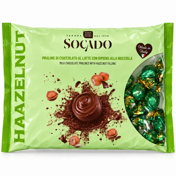 Цукерки Шоколадні Socado I Love Hazelnut Сокадо з Молочного Шоколаду з Кремовою Начинкою з Фундуком в Обгортках Пакет 1кг - 4