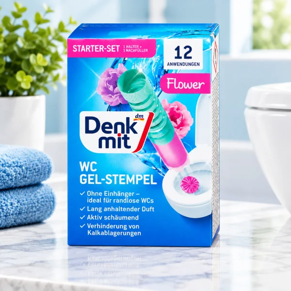 Освіжувач повітря гелевий штамп для унітаза Denkmit WC Gel-Stempel Flower з квітковим ароматом стартовий набір 12проб 75мл - 3