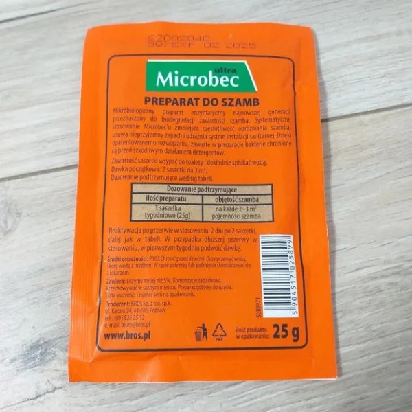 Біопрепарат Бактерії для Септиків і Вигрібних Ям BROS Microbec Ultra Брос Мікробек Ультра з Ароматом Лимона 1 пакетик 25г - 3