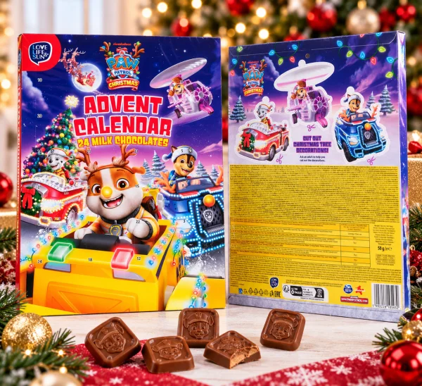 Адвент-Календар цукерки Only Paw Patrol Christmas Advent Calendar Онлі Щенячий Патруль Новорічний Дитячий 24 Віконця 24шт 50г - 3