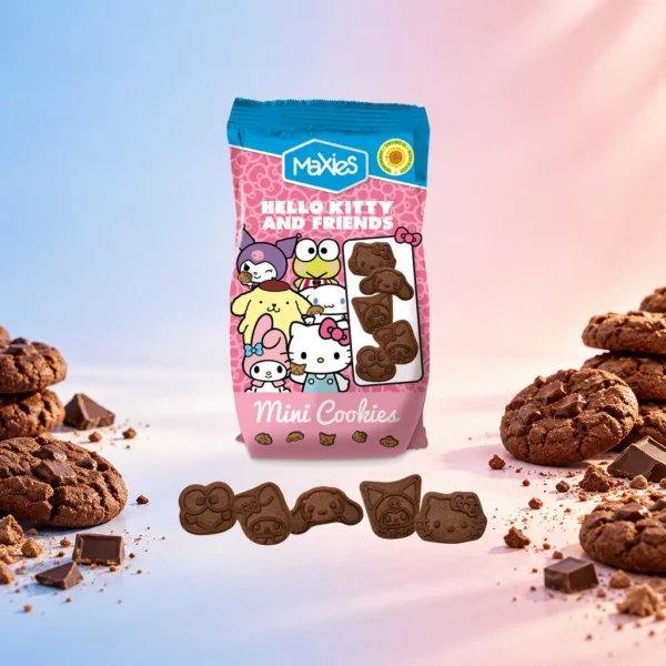 Печиво злакове фігурне MaXies Hello Kitty and Friends Mini Cookies Максіс Хелло Кітті з какао 100г - 3