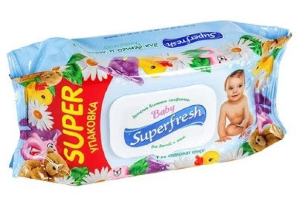 Вологі серветки Superfresh для дітей з ромашкою 120шт 500г - 1