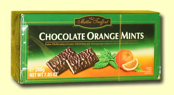 Шоколад з апельсином і ментолом Maitre Truffout chocolate orange mints 200г - 1