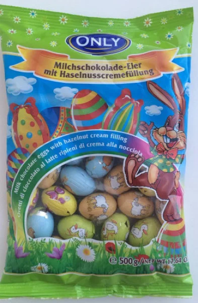 Яйця Шоколадні в кольоровій фользі Only Easter Eggs Milk Chocolate Онлі Пасхальні молочний шоколад з горіховим кремом 500г - 2