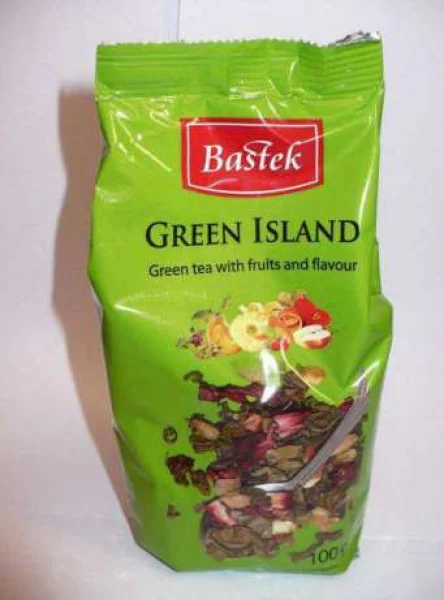 Чай зелений зі шматочками фруктів листовий Bastek green island 100г - 1