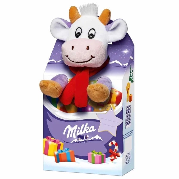 Новорічний подарунок Milka дитині milka plüschtier magic mix kuh (м'яка іграшка зі солодощами), 133 г. - 1