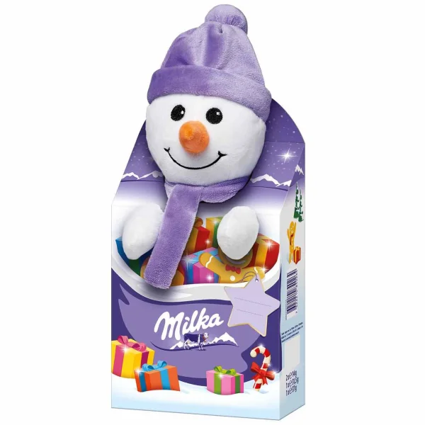 Новорічний подарунок Milka дитині milka plüschtier magic mix schneemann (м'яка іграшка зі солодощами), 133 г. - 1