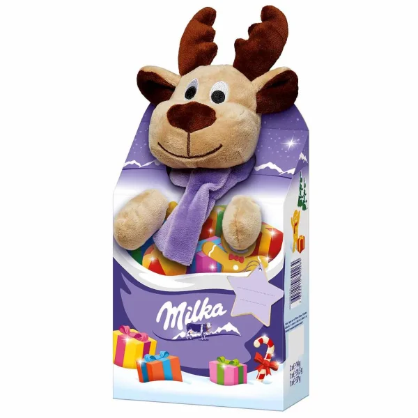 Новорічний подарунок Milka дитині milka plüschtier magic mix elch (м'яка іграшка із солодощами), 133 г. - 1