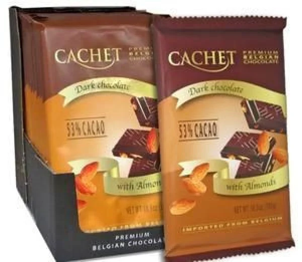 Преміум шоколад Cachet 53% темний із мигдалем 300г - 1