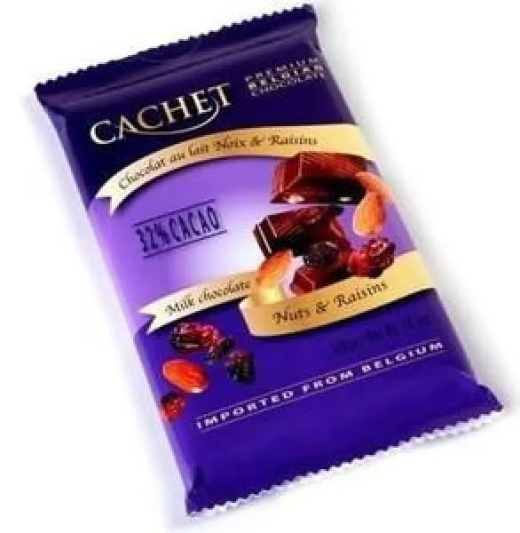 Преміум шоколад Cachet 32% з мигдалем і родзинками 300г - 1